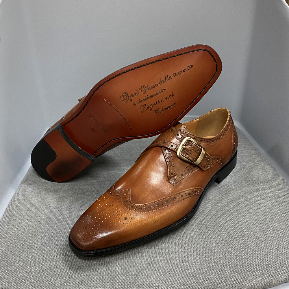 brown formal shoes wing tips