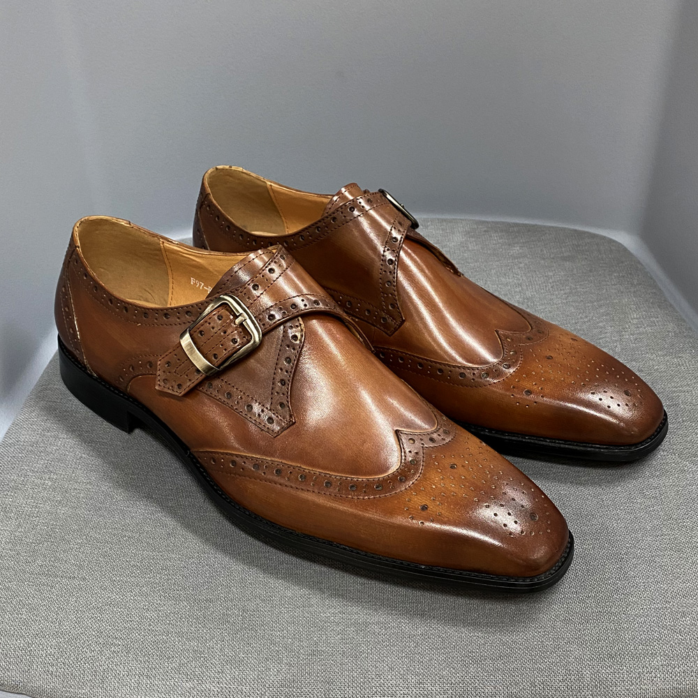 brown formal shoes wing tips