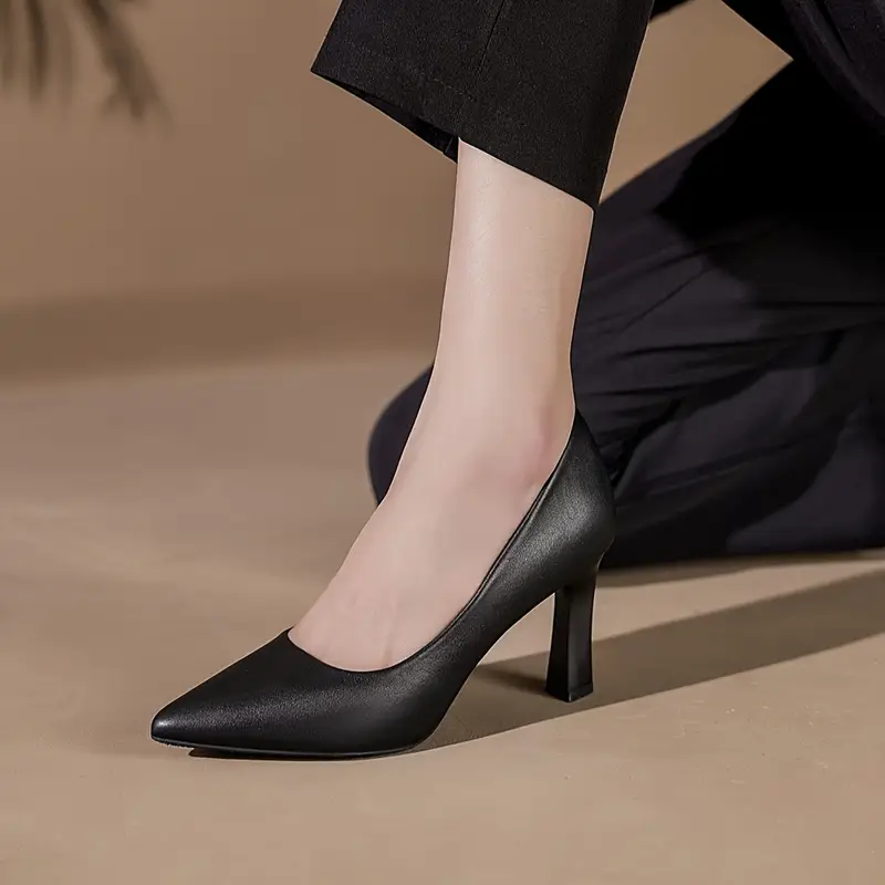 black formal high heel shoes